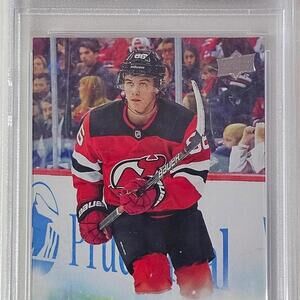2019 Upper Deck Young Guns Jack Hughes #201 PSA 9 Mint Condition Golden Goal 26